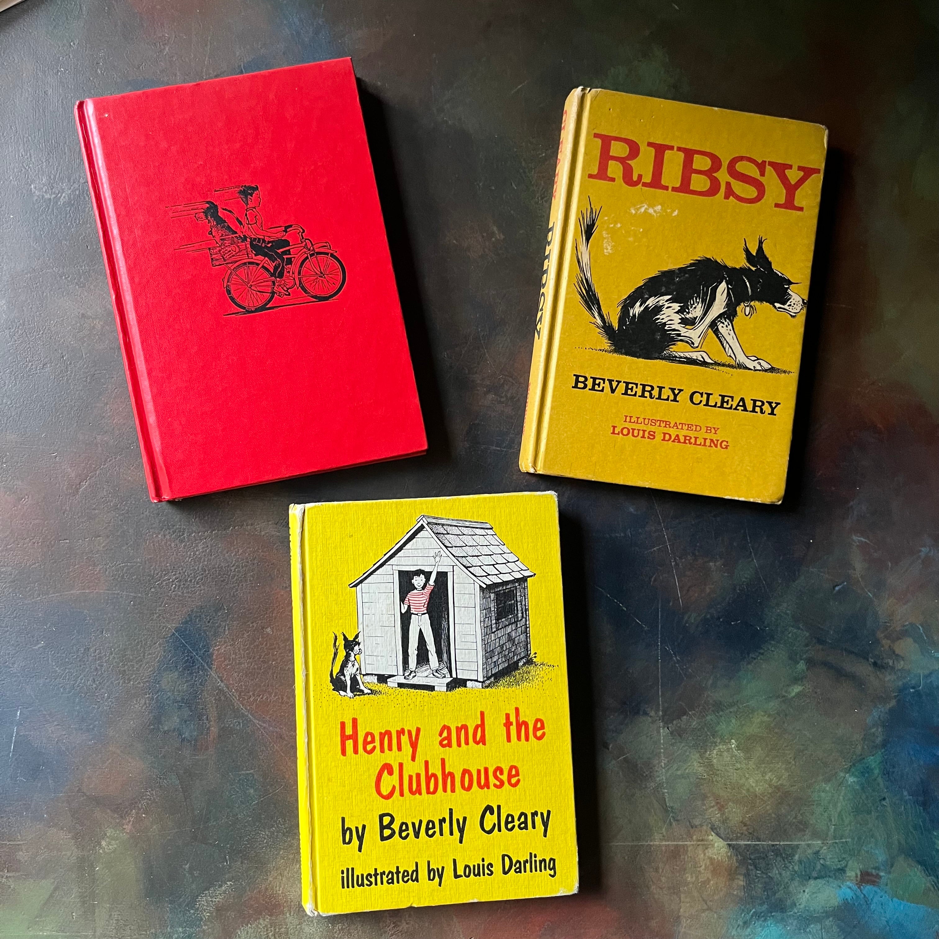 Set of 3 Vintage Children's Books Written by Beverly Cleary-Risby-Henry and Risby-Henry and the Clubhouse-vintage chapter books for kids-wholesome books for the entire family-view of the front covers
