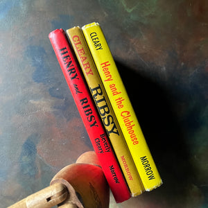 Set of 3 Vintage Children's Books Written by Beverly Cleary-Risby-Henry and Risby-Henry and the Clubhouse-vintage chapter books for kids-wholesome books for the entire family-view of the spines