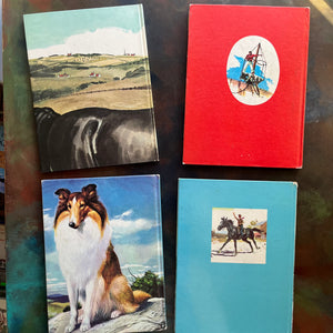 Set of 4 Classic Children's Early Chapter Books for Young Readers-Grosset Grow Up Series by Grosset & Dunlap Publishers - Black Beauty-Moby Dick-Fury-Lad a Dog-classic children's literature-view of the back covers