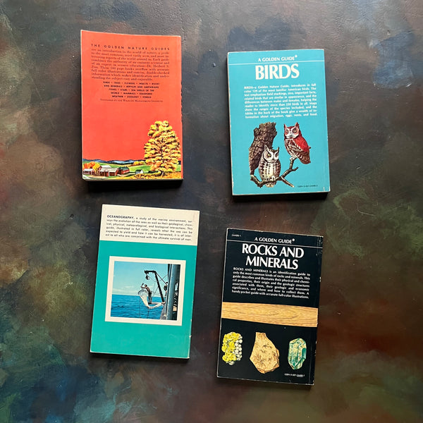 Old Nature Guide Set of 4 Golden Guide Nature Pocket Guides: Rocks & Minerals, Oceanogr ...