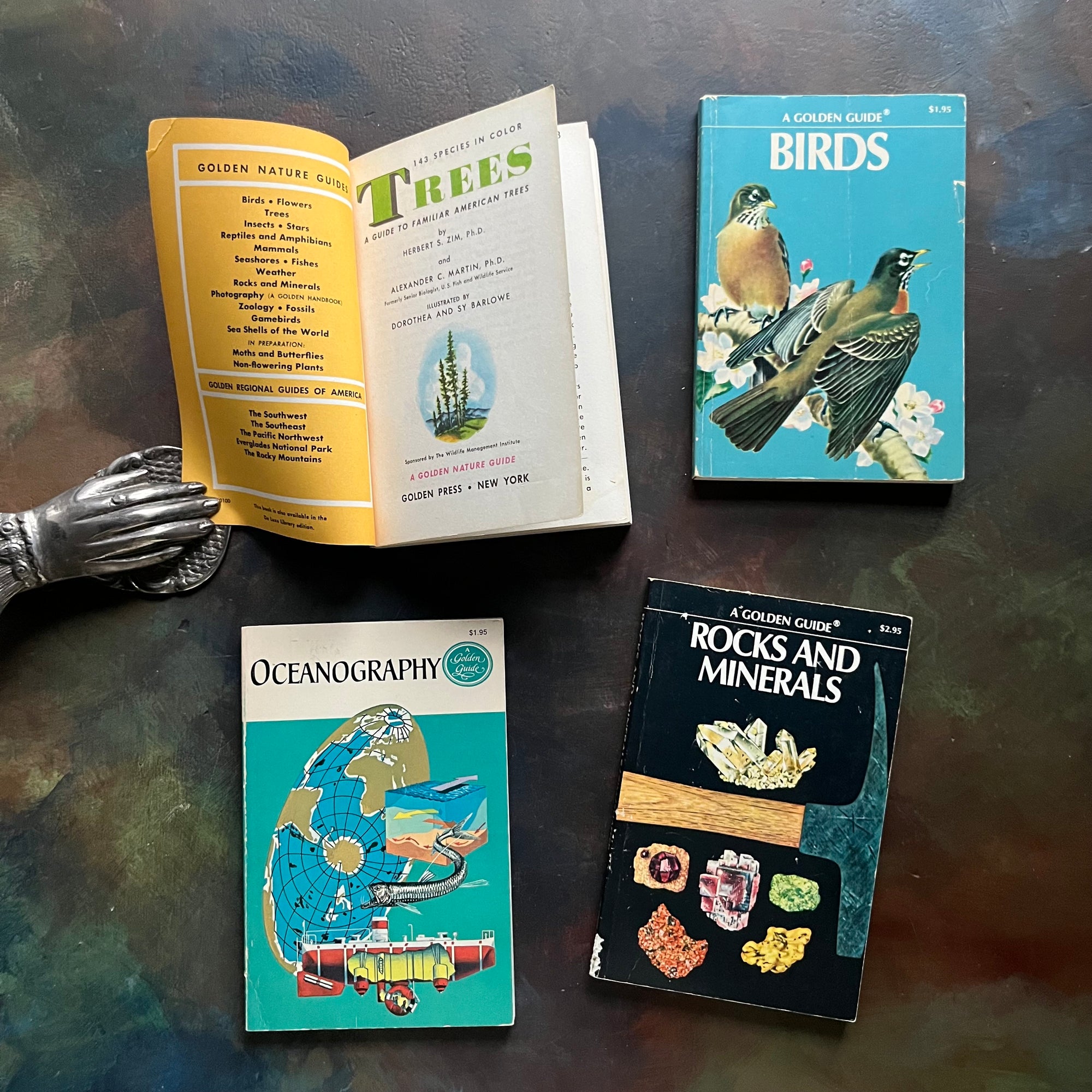 Old Nature Guide Set of 4 Golden Guide Nature Pocket Guides: Rocks & Minerals, Oceanogr ...