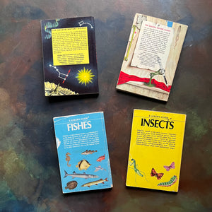 Set of 4 Golden Guides-Pocket Nature Guides-Vintage Nature Guides- Stars, Weather, Fishes & Insects-view of the back covers