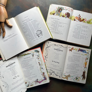 Set of 4 vintage school readers-treasury of literature-prose and poetry series-reading-motivated series-Adventures in Apacheland, Story Time, Adventure Lands and Enchanted Isles-view of the copyright & contents pages