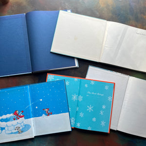 Set of 5 Vintage Children's Picture Books-Winter Theme-The Mitten, Snow, Owl Moon (A Caldecott Award-Winning Book), Sugar on Snow, and Three Friends Find Spring-view of the inside covers