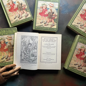 Set of 6 Bunny Brown and His Sister Sue Books-Laura Lee Hope-Howard Garis-antique children's books-wholesome children's stories-view of the title pages and frontispieces