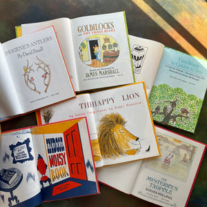 Set of 6 Classic Children's Picture Books published by Children's Choice Book Club Editions-Margaret Wise Brown-Roger Duvoisin-Leonard Weisgard-view of the title pages