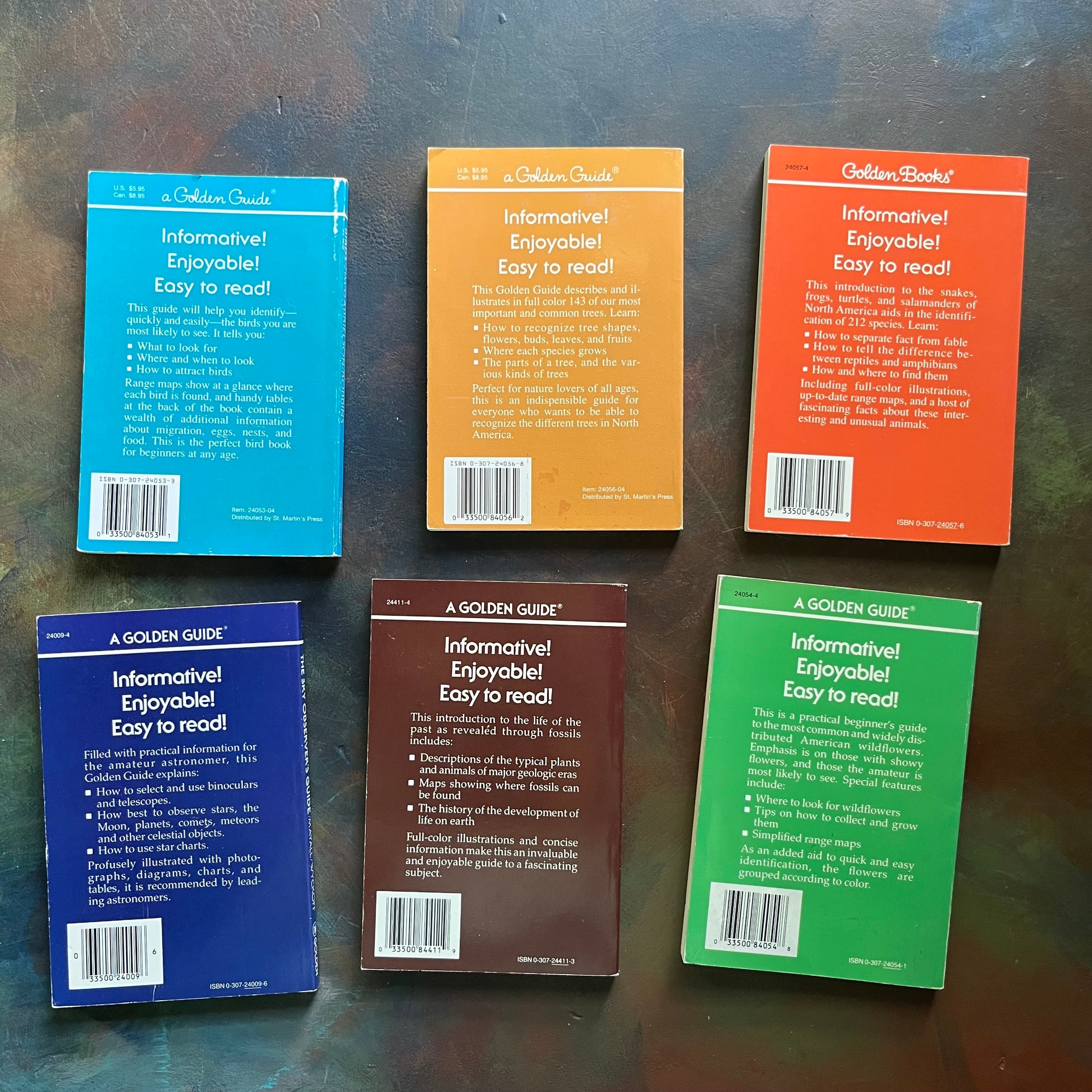 Guide Set Cover Set of 6 Golden Guide Nature Pocket Guides: Flowers, Fossils, The Sky ...