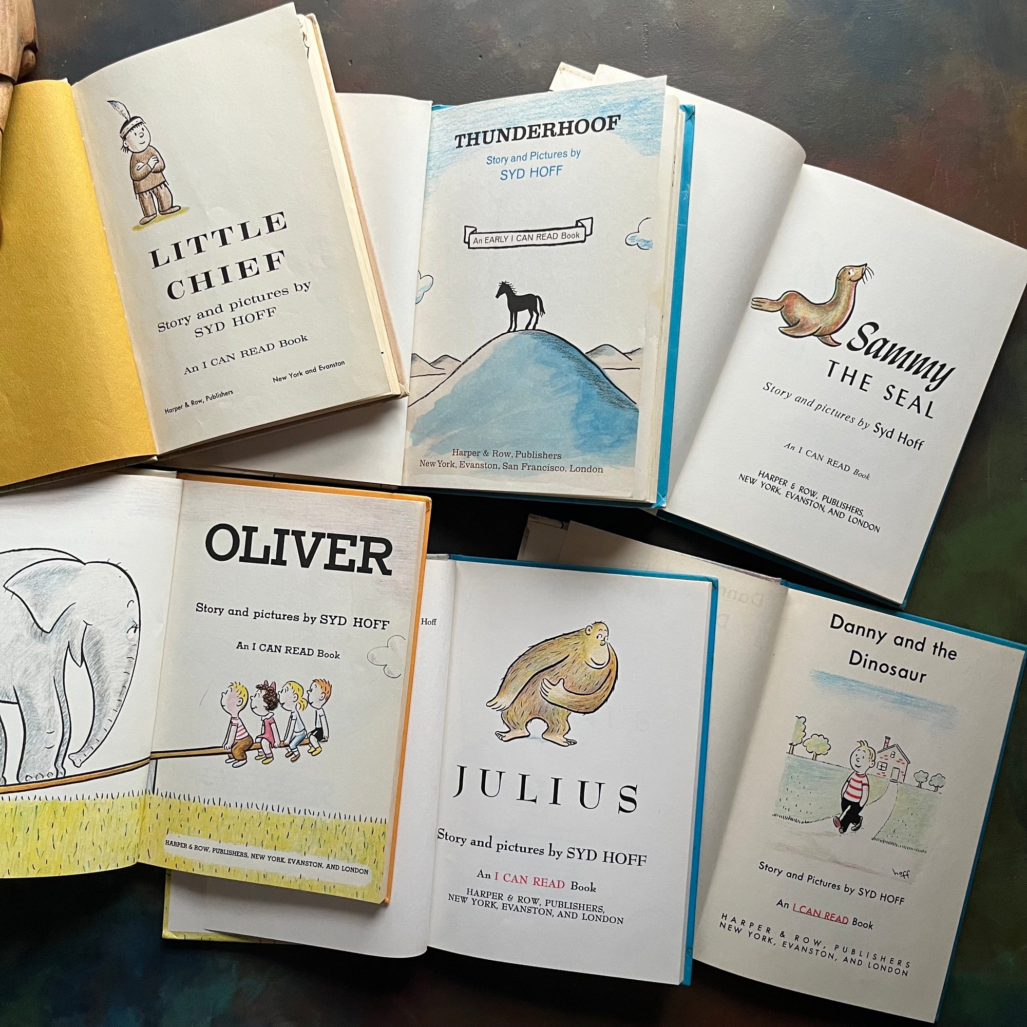 Set of 6 Vintage Picture Books written & illustrated by Syd Hoff-vintage I Can Read books-children's picture book set-view of the title pages