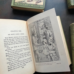 Set of 7 Bunny Brown and His Sister Sue Books-Laura Lee Hope-Howard Garis-antique children's books-wholesome children's stories-view of a sample illustration in black & white you will find within the pages of these books