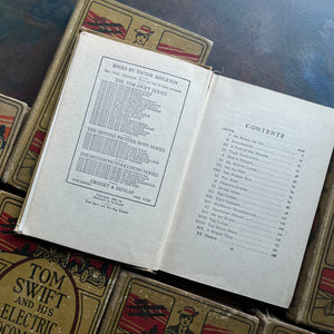 Set of 7 antique Tom Swift Books by Victor Appleton-sci fi books for boys-early 1900's adventure books for boys-view of the copyright & contents page