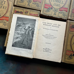 Set of 7 antique Tom Swift Books by Victor Appleton-sci fi books for boys-early 1900's adventure books for boys-view of the title page