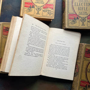Set of 7 antique Tom Swift Books written by Victor Appleton-sci fi books for boys-early 1900's adventure books for boys-view of the inside content