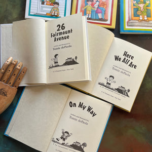Set of Three Children's Illustrated Chapter Books in the 26 Fairmount Avenue Series written and illustrated by Tomie DePaola 26 Fairmount Avenue-Here We All Are-On My Way-view of the title pages