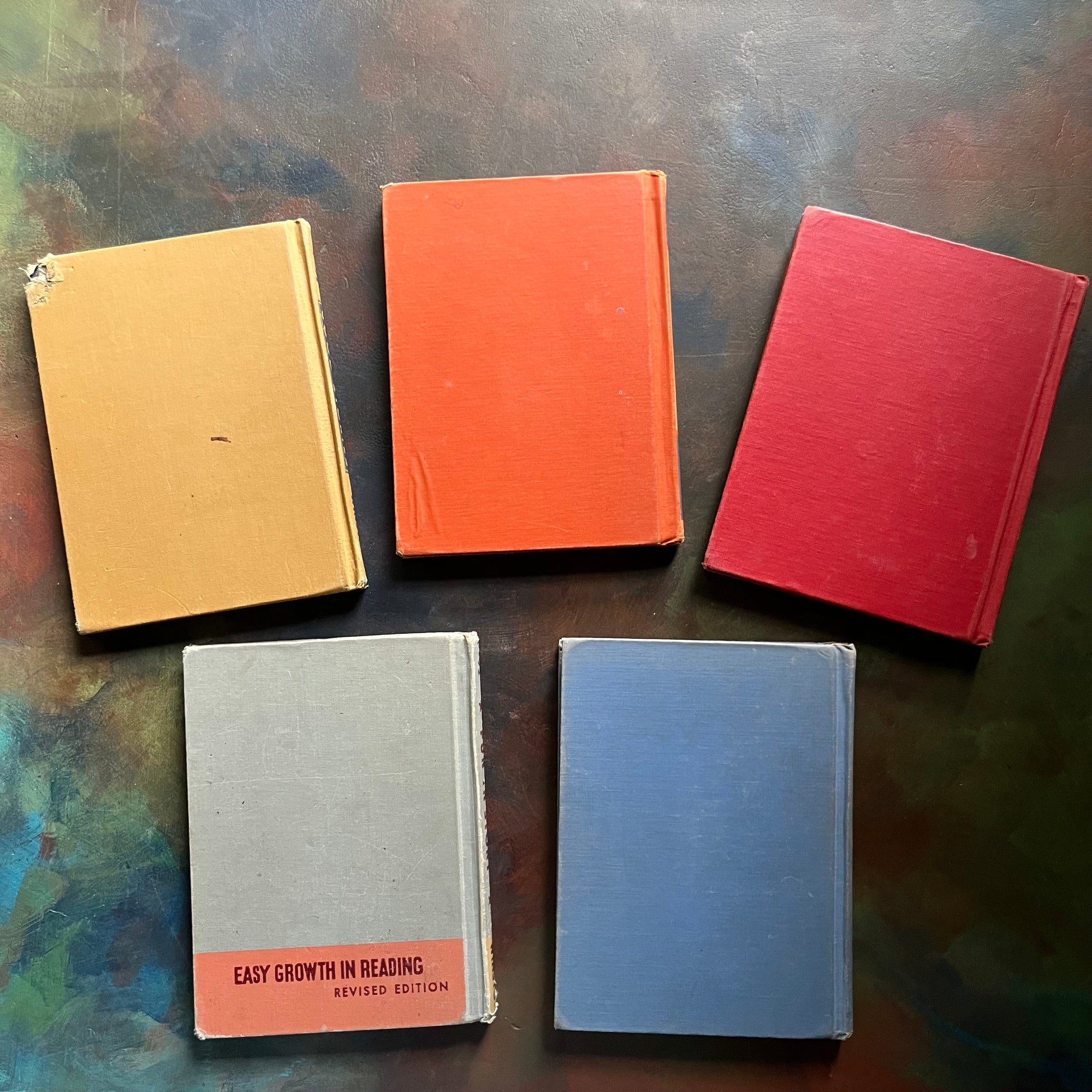 Set of Five Vintage Winston Easy Growth in Reading Schoolbooks-Good Stories-The Story Road-Along the Way-Fun in Story-I Know a Secret-children's school books-view of the back covers