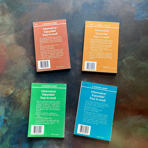 Set of Four Vintage Golden Guide Books-nature pocket guides-Birds, Flowers, Trees, and Weeds-view of the back covers