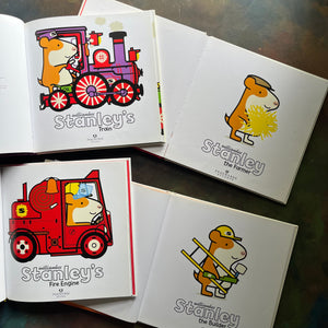 Set of Four William Bee Stanley Books-Stanley's Fire Engine-Stanley's Train-Stanley the Builder-Stanley the Farmer-children's picture books-view of the title pages