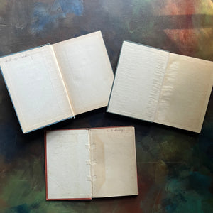 Set of Three Antique French Schoolbooks Teaching French-Idioms-French Primer-Learn French-Charlotte Mason Homeschool-Mes Premiers Pas en Francais-A First French Reader-French Idiom Study-view of the inside covers