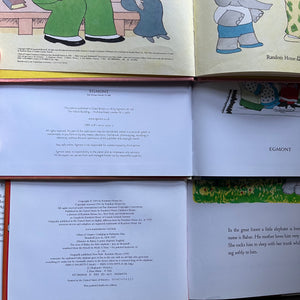 Vintage Picture books written by Jean and Laurent de Brunhoff Books-The Story of Babar The Little Elephant-Babar's Little Girl-Babar and Father Christmas-vintage children's picture books-view of the copyrights