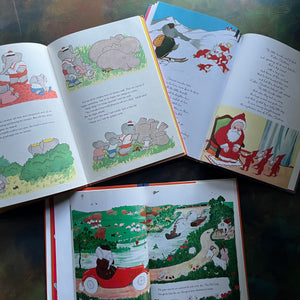 Vintage Picture books written by Jean and Laurent de Brunhoff Books-The Story of Babar The Little Elephant-Babar's Little Girl-Babar and Father Christmas-vintage children's picture books-view of the illustrations