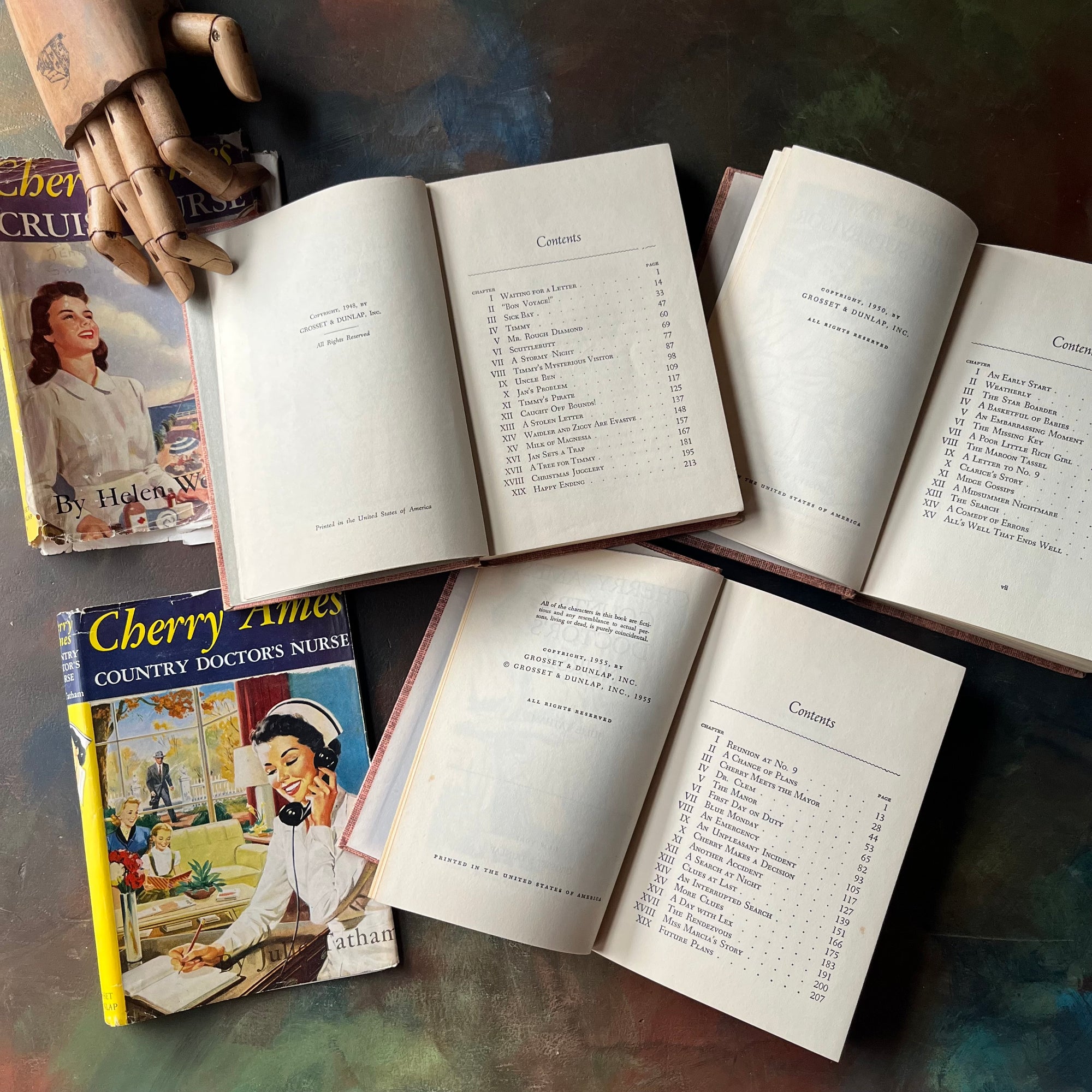 Set of Three Cherry Ames Nurse Books-vintage children's mystery books-children's chapter books-vintage mysteries-Helen Wells-Julie Tatham-view of the copyright & contents pages