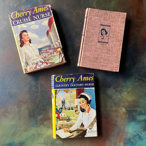 Set of Three Cherry Ames Nurse Books-vintage children's mystery books-children's chapter books-vintage mysteries-Helen Wells-Julie Tatham-view of the front covers with two dust jackets