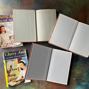 Set of Three Cherry Ames Nurse Books-vintage children's mystery books-children's chapter books-vintage mysteries-Helen Wells-Julie Tatham-view of the inside covers