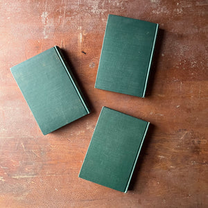 Set of Three James Whitcomb Riley Books:  Sketches in Prose, Neighborly Poems, and Armazindy - view of the back covers in green