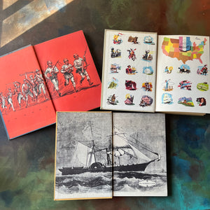 Set of Three Landmark Series History Books for Children-U.S. Airforce-U.S. Marines-U.S. Coast Guard-vintage history books-view of the inside covers