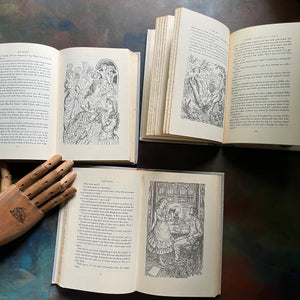 Set of Three Louisa May Alcott Books-Jack & Jill-Little Men-Eight Cousins-junior deluxe editions-vintage children's chapter books-view of the illustrations in black & white