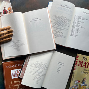 Set of Three Roald Dahl Books-Matilda-James and the Giant Peach-Danny the Champion of the World-children's chapter books-view of the copyright pages