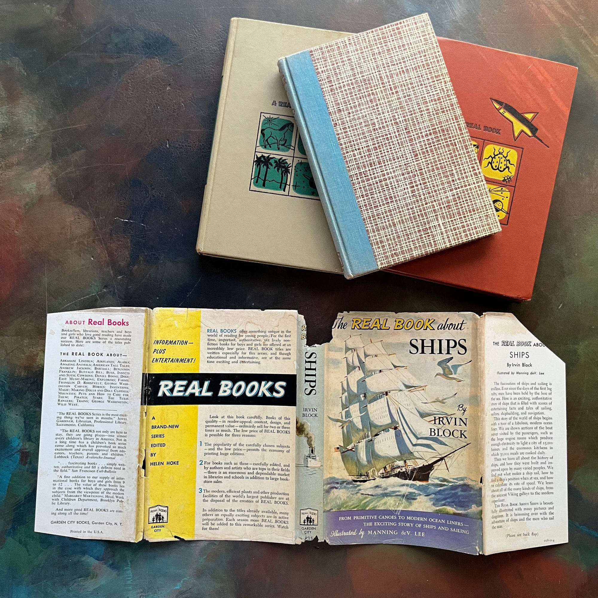 Set of Three The Real Book About Books-Ships-The Wild West-Great American Journeys-living history books for kids-vintage children's books-view of the dust jacket