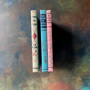 Set of Three Vintage Children's Books Written by A. A. Milne-Winnie The Pooh-The House at Pooh Corner-When We Were Very Young-view of the spines