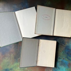 Set of Three Vintage School Mathematics Arithmetic Books-Growth in Arithmetic-Making Sure of Arithmetic-Mathematics in Action-view of the inside covers