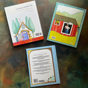 Set of Picture Books written and illustrated by Tomie DePaola -Front Porch Tales & North Country Whoppers-Big Anthony and the Magic Ring-Mother Goose-classic children's stories-view of the back covers