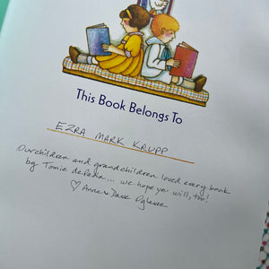Set of Picture Books written and illustrated by Tomie DePaola -Front Porch Tales & North Country Whoppers-Big Anthony and the Magic Ring-Mother Goose-classic children's stories-view of the inscription
