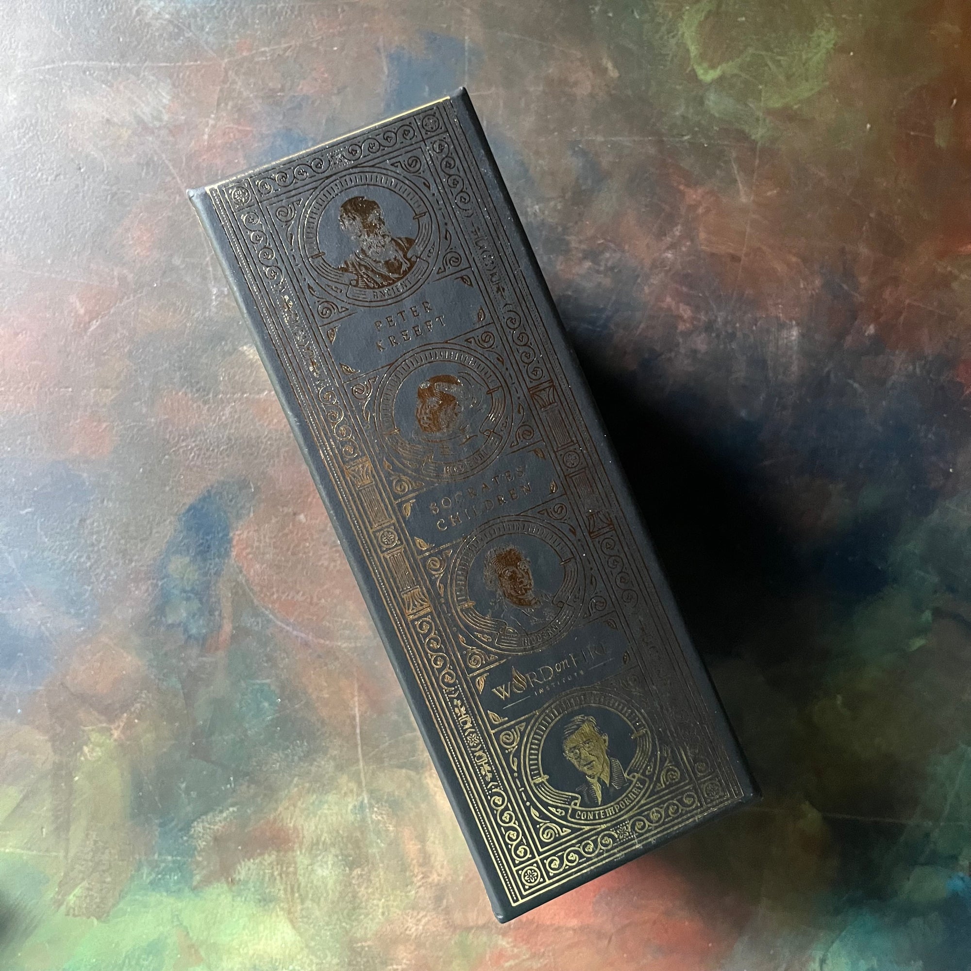 Socrates' Children Four Volume Box Set by Peter Kreeft An Introduction to Philosophy-homeschool books teaching Philosophy-Word of Fire Institute-view of the back of the book sleeve