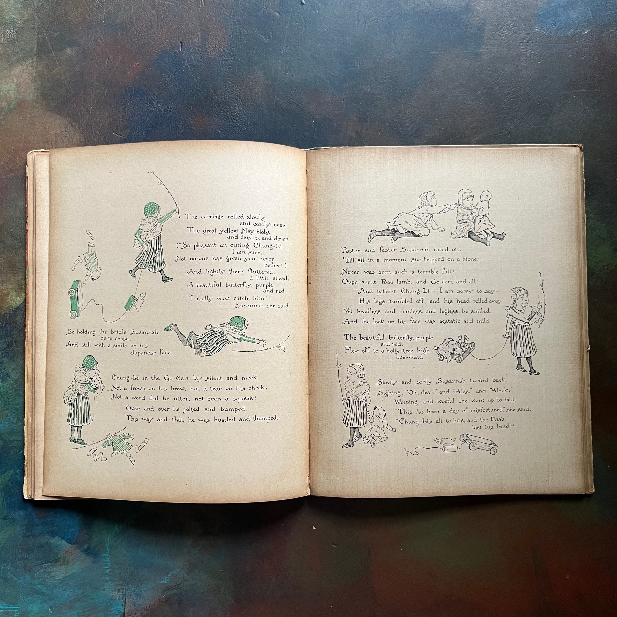 Sunny Hours-antique children's book of short stories & poems-view of the illustrations