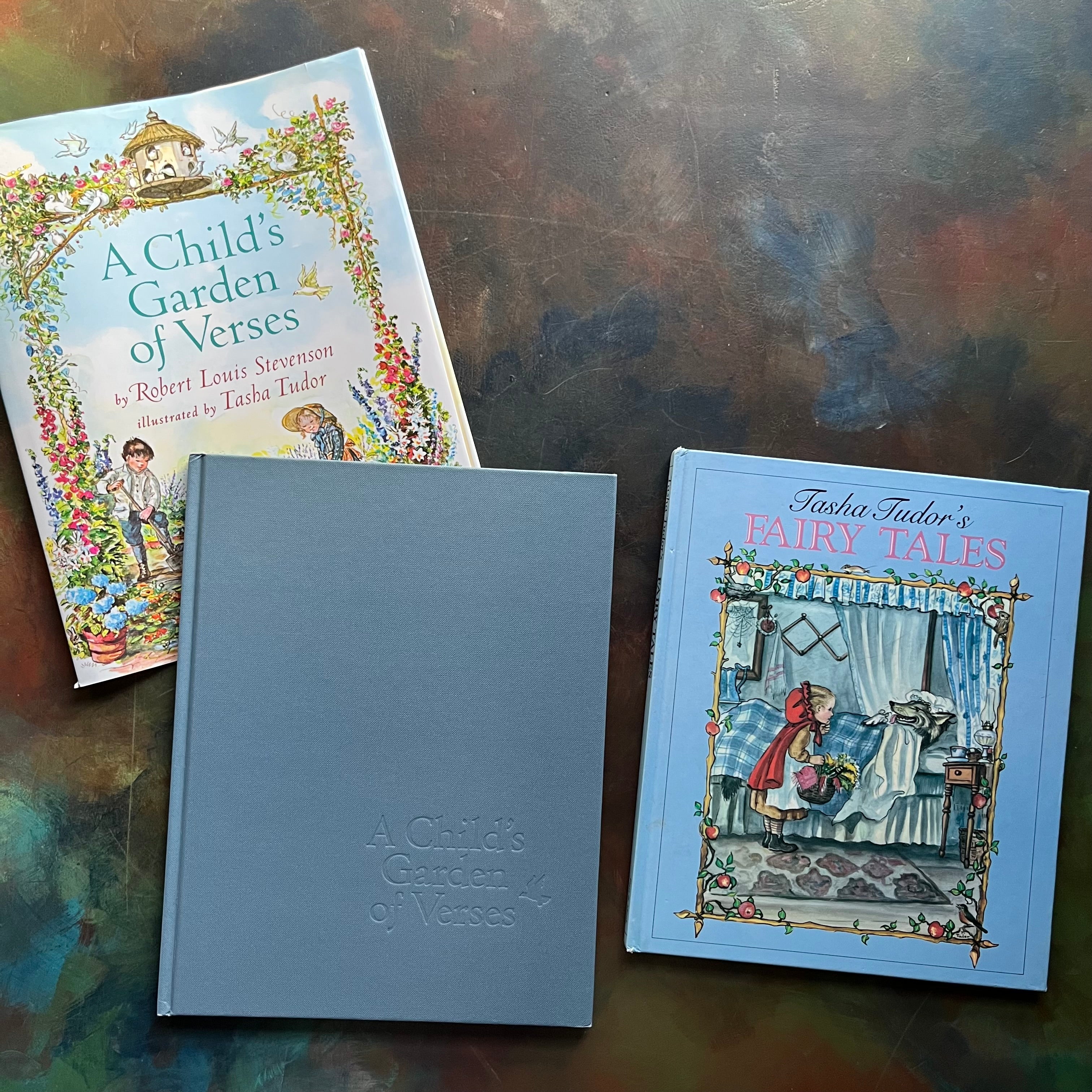 Tasha Tudor's Fairy Tales and A Child's Garden of Verses-Robert Louis Stevenson-Tasha Tudor Illustrations-classic children's literature-vintage children's books-view of the front covers