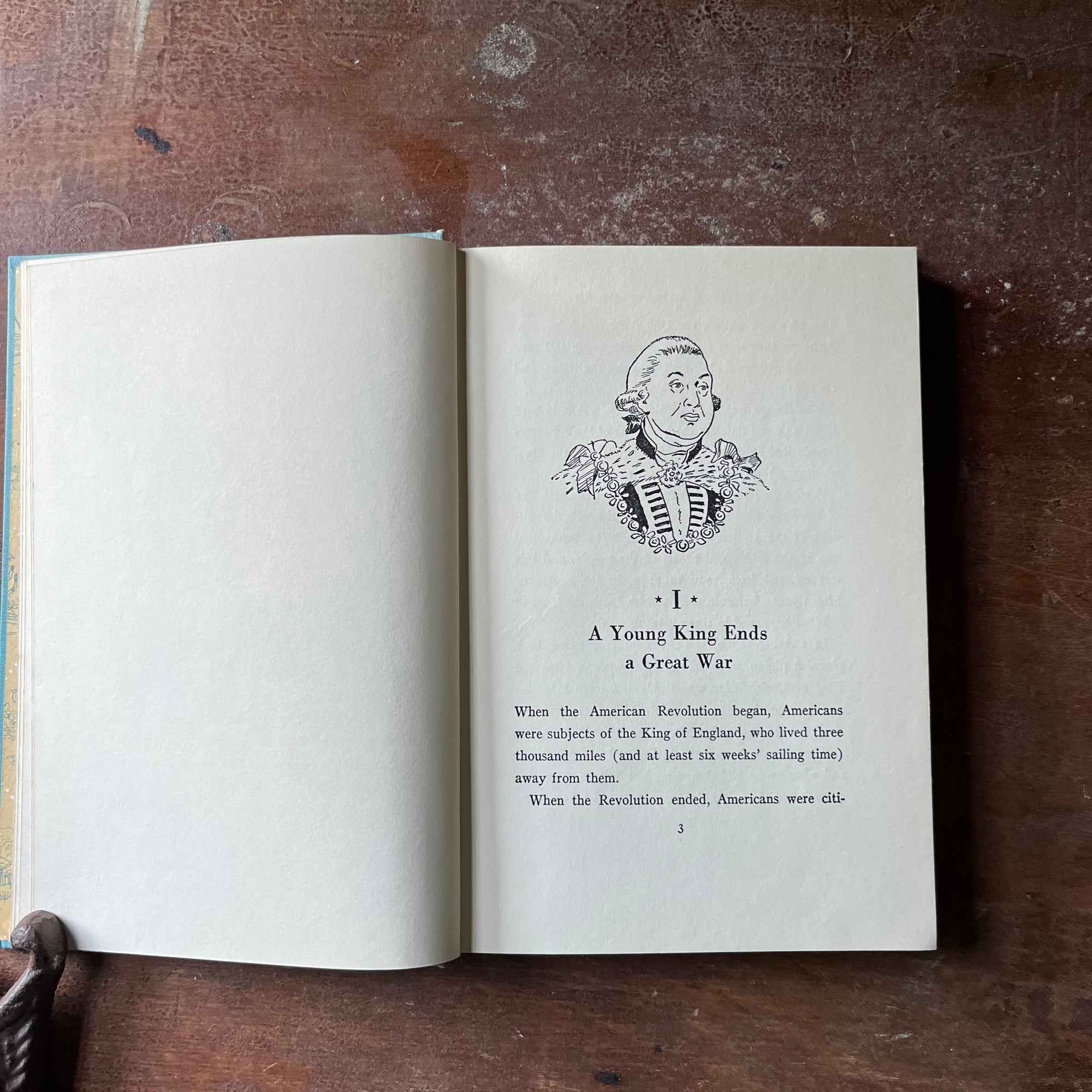 vintage children's history book, vintage chapter book, living history book, Landmark Series Book - Landmark Series:  The American Revolution written by Bruce Bliven, Jr. with illustrations by Albert Orbaan - view of the first page of Chapter One 