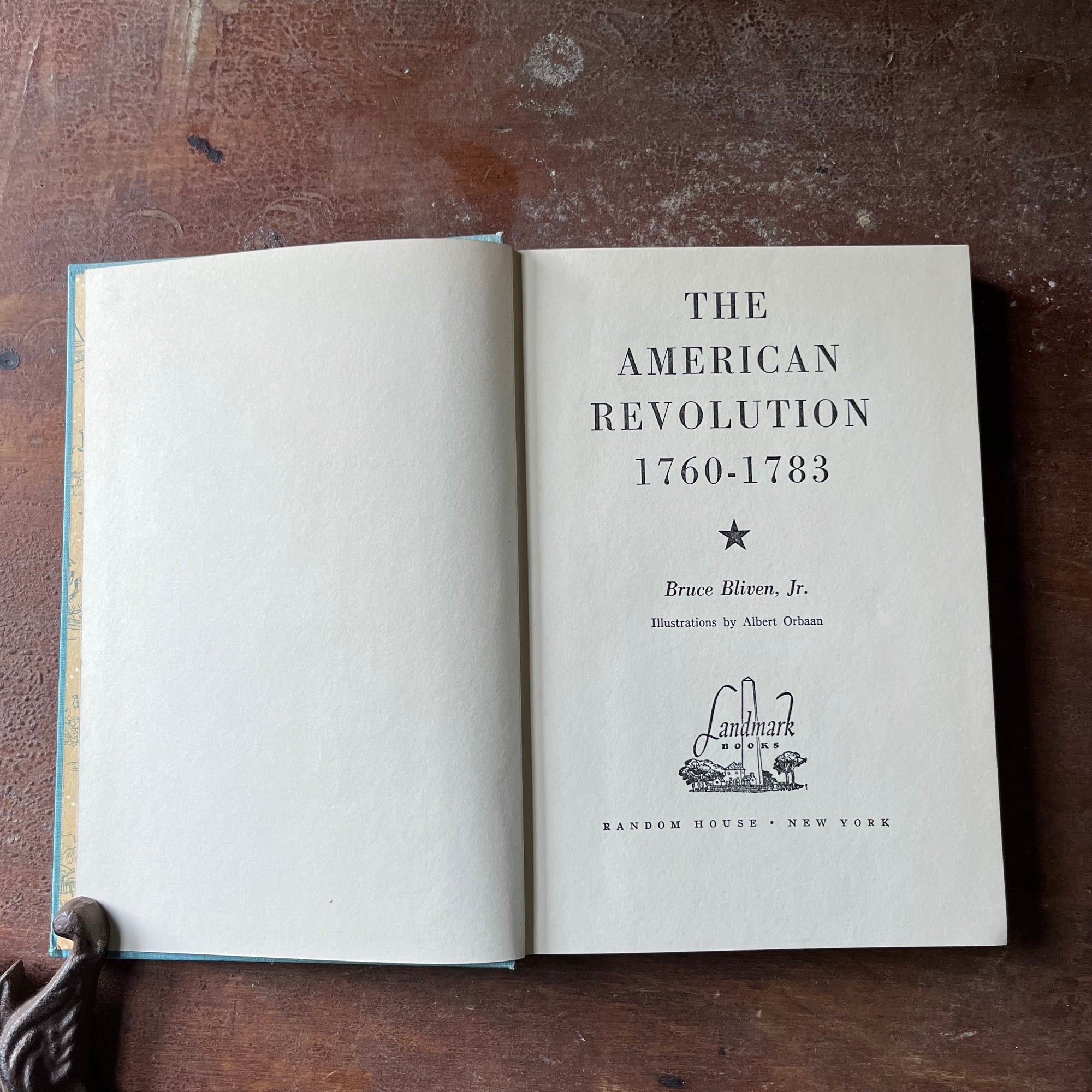 vintage children's history book, vintage chapter book, living history book, Landmark Series Book - Landmark Series:  The American Revolution written by Bruce Bliven, Jr. with illustrations by Albert Orbaan - view of the title page