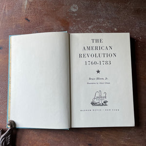 vintage children's history book, vintage chapter book, living history book, Landmark Series Book - Landmark Series:  The American Revolution written by Bruce Bliven, Jr. with illustrations by Albert Orbaan - view of the title page