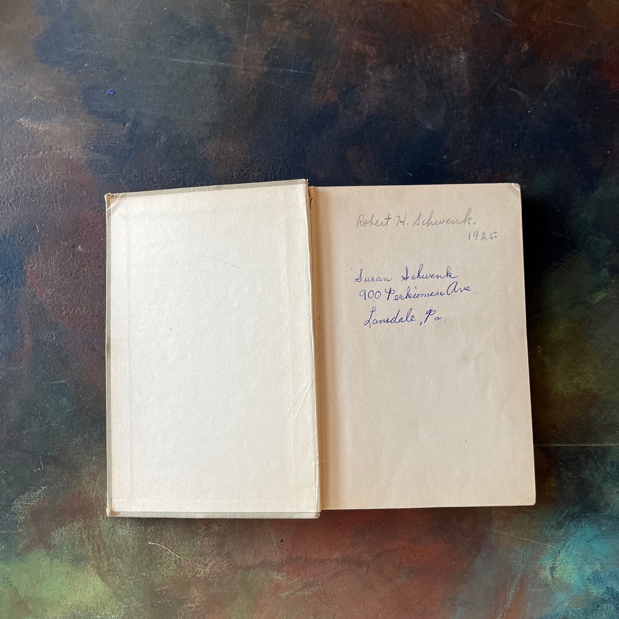 The Bedtime Story-Books written by Thornton W. Burgess-The Adventures of Bob White with illustrations by Harrison Cady-1925 Edition-vintage children's storybook-view of the inside cover with name, date & address written in ink