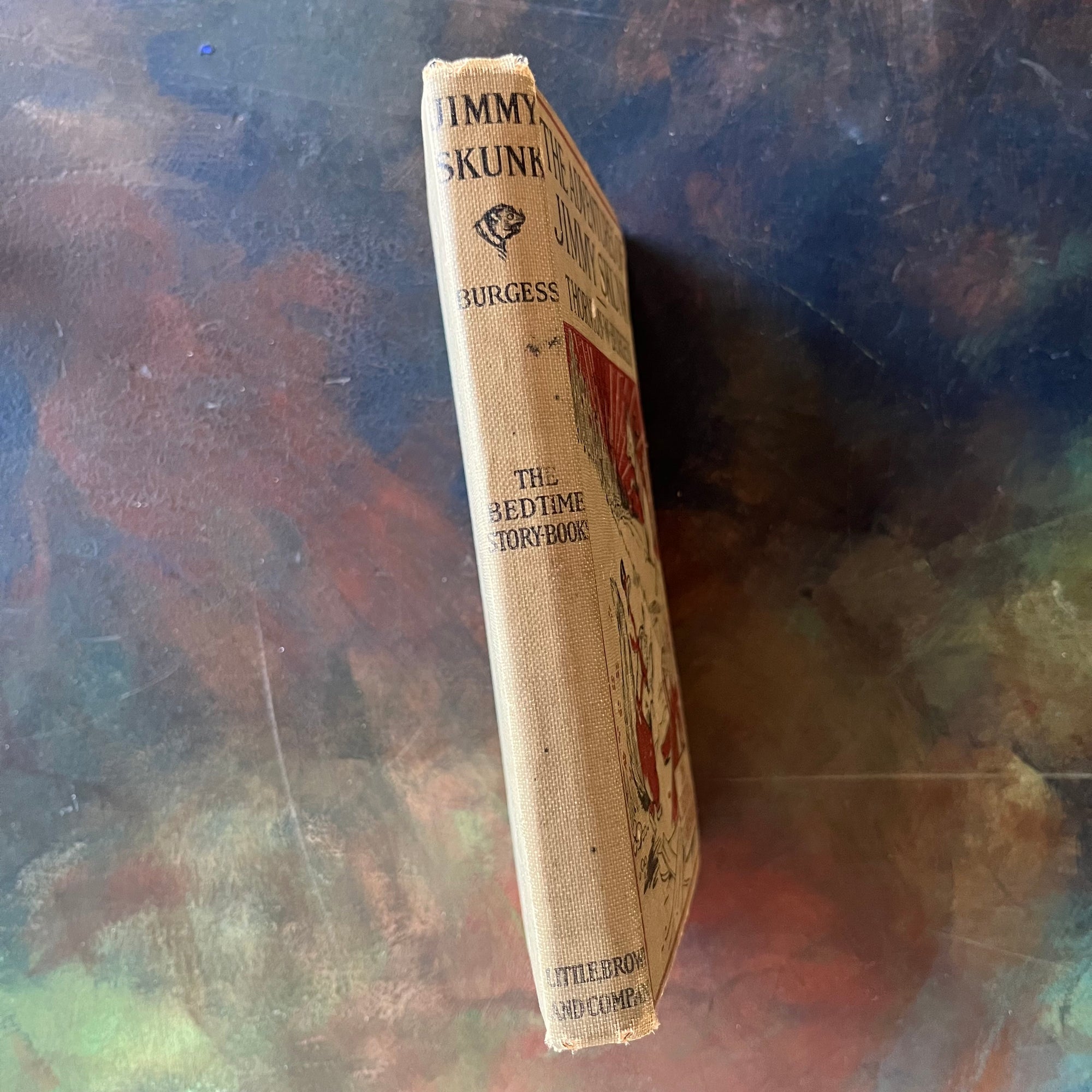 The Bedtime Story-Books written by Thornton W. Burgess-The Adventures of Jimmy Skunk with illustrations by Harrison Cady-1923 Edition-vintage children's storybooks-view of the spine
