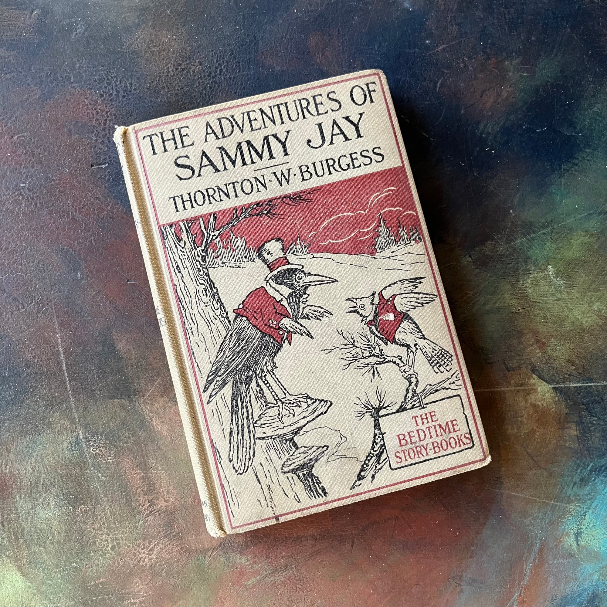 The Bedtime Story-Books written by Thornton W. Burgess-The Adventures of Sammy Jay with illustrations by Harrison Cady Illustrations-1925 edition-vintage children's storybook-view of the front cover