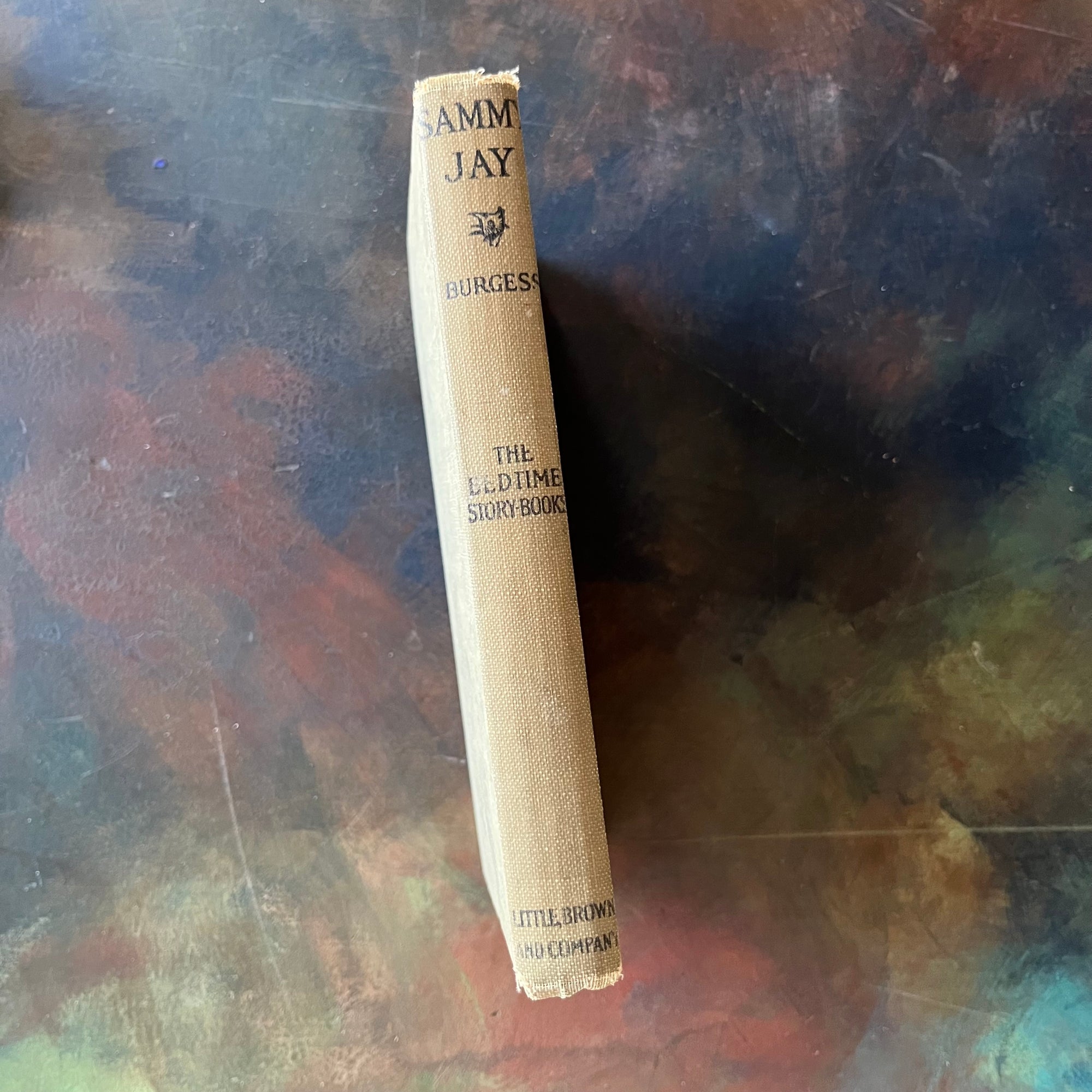 The Bedtime Story-Books written by Thornton W. Burgess-The Adventures of Sammy Jay with illustrations by Harrison Cady Illustrations-1925 edition-vintage children's storybook-view of the spine