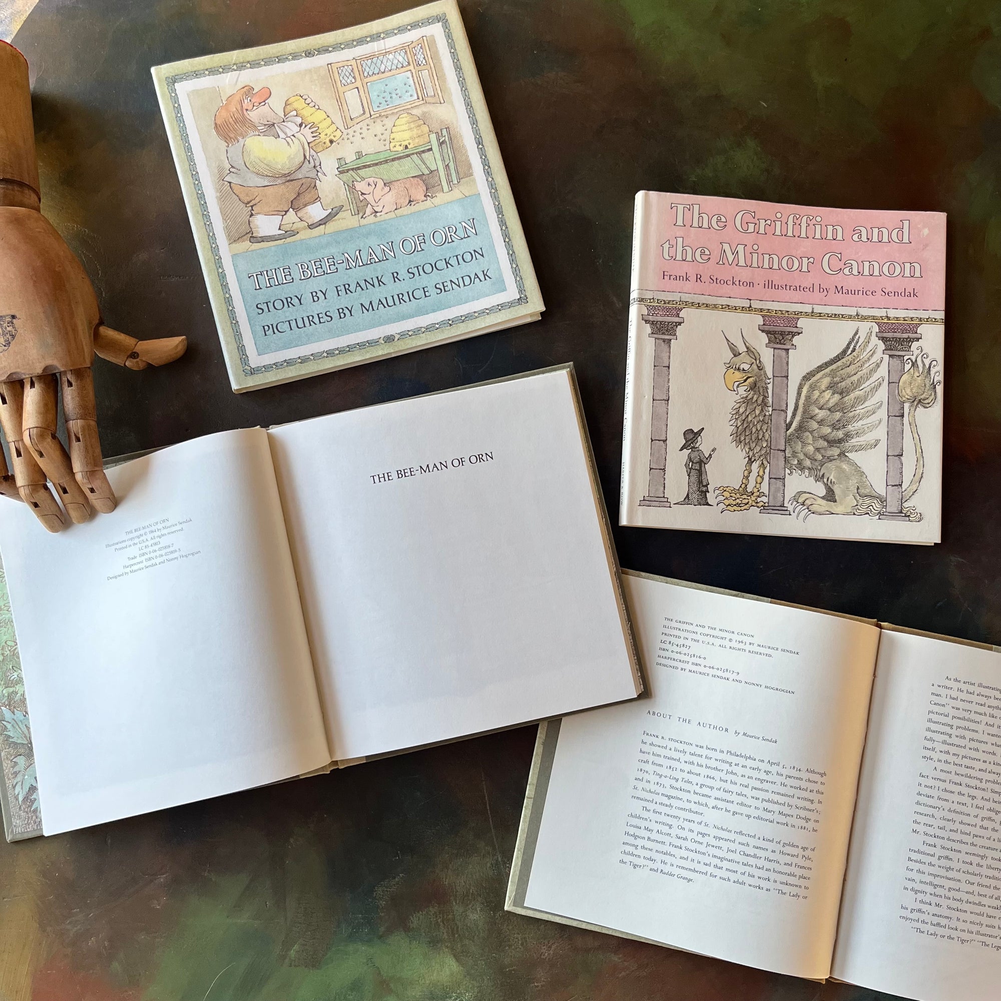 The Bee-Man of Orn & The Griffin and The Minor Canon written by Frank R. Stockton with illustrations by Maurice Sendak-vintage children's fairy tales-vintage picture books-living books-view of the copyright pages