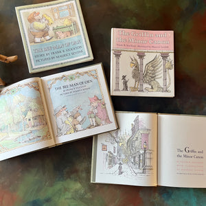 The Bee-Man of Orn & The Griffin and The Minor Canon written by Frank R. Stockton with illustrations by Maurice Sendak-vintage children's fairy tales-vintage picture books-living books-view of the title pages with frontispieces