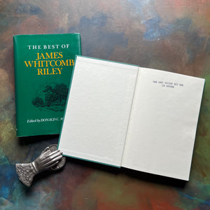 The Best of James Whitcomb Riley Edited by Donald C. Manlove-vintage poetry book-vintage biography-view of the inside cover with a stamp from the James Whitcomb Riley Home