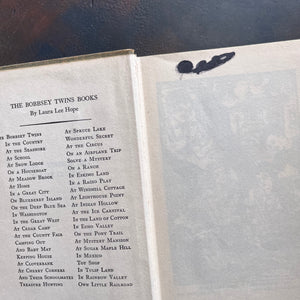 The Bobbsey Twins Book Set-In Echo Valley, In The Great West, and At London Tower-written by Laura Lee Hope-vintage children's chapter books-view of a name blacked out by marker in the beginning of In Echo Valley