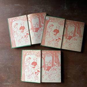 antique children's books , vintage children's chapter books, collectible books - The Bobbsey Twins Book Set-On The Deep Blue Sea, In a Great City and On a Houseboat written by Laura Lee Hope - view of the inside covers